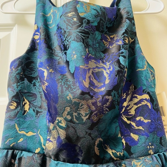 NWT ABS Elegant Blue and Gold dress with cutout back size 7 - Picture 5 of 13